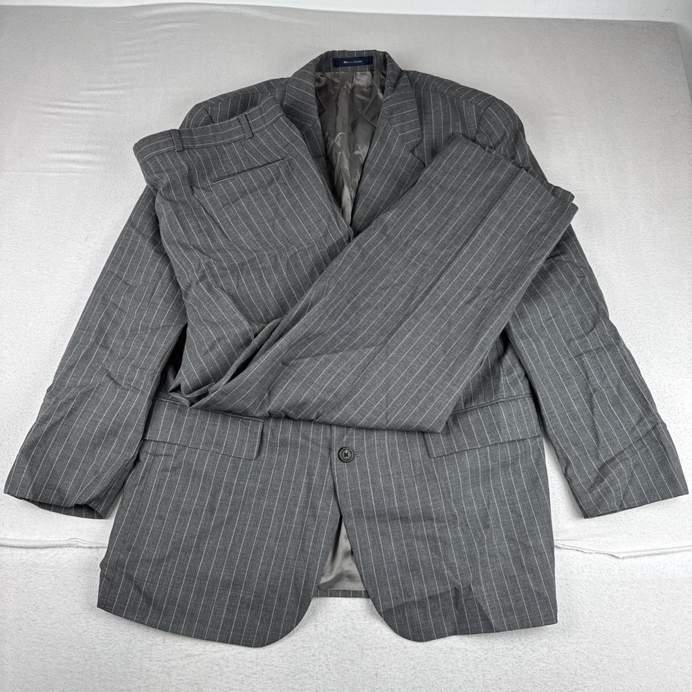 VTG Polo University Ralph Lauren Men Gray 2-Piece Chalkstripe Suit 43 Long 38*28